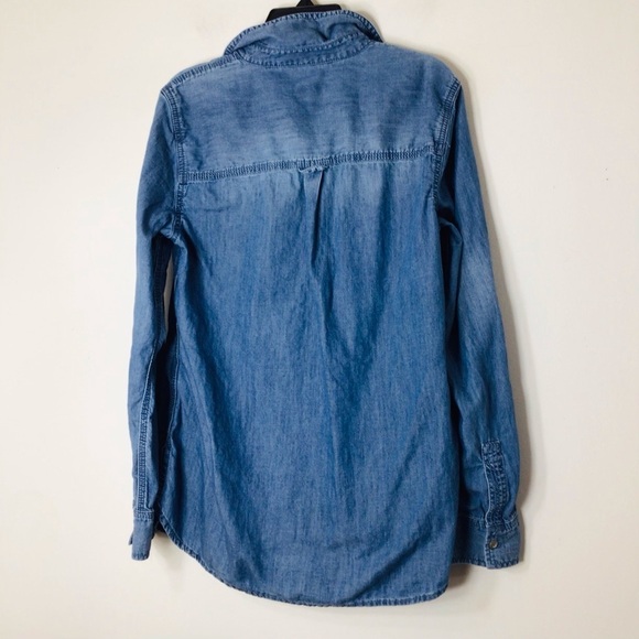 Talbots button up pullover top women small blue cotton spring hobo lagenlook - Picture 8 of 10